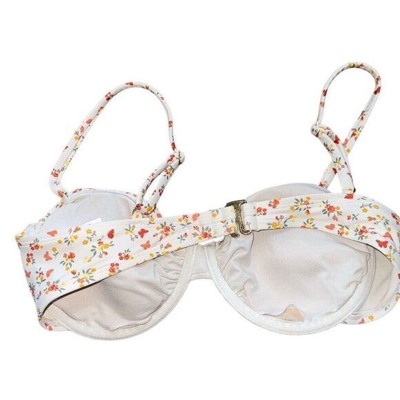 Hollister Swim sz L underwire bikini top bathing suit  swimsuit white with flowe - Picture 5 of 6